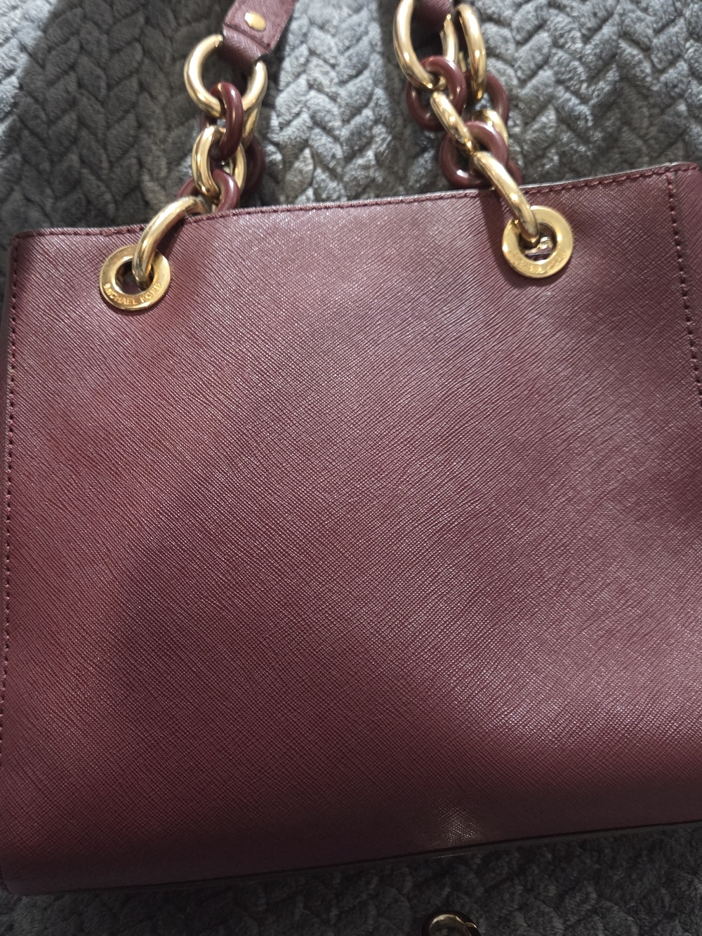 Michael Kors Cynthia Small Saffiano Leather Satchel Burgundy - Picture 5 of 10